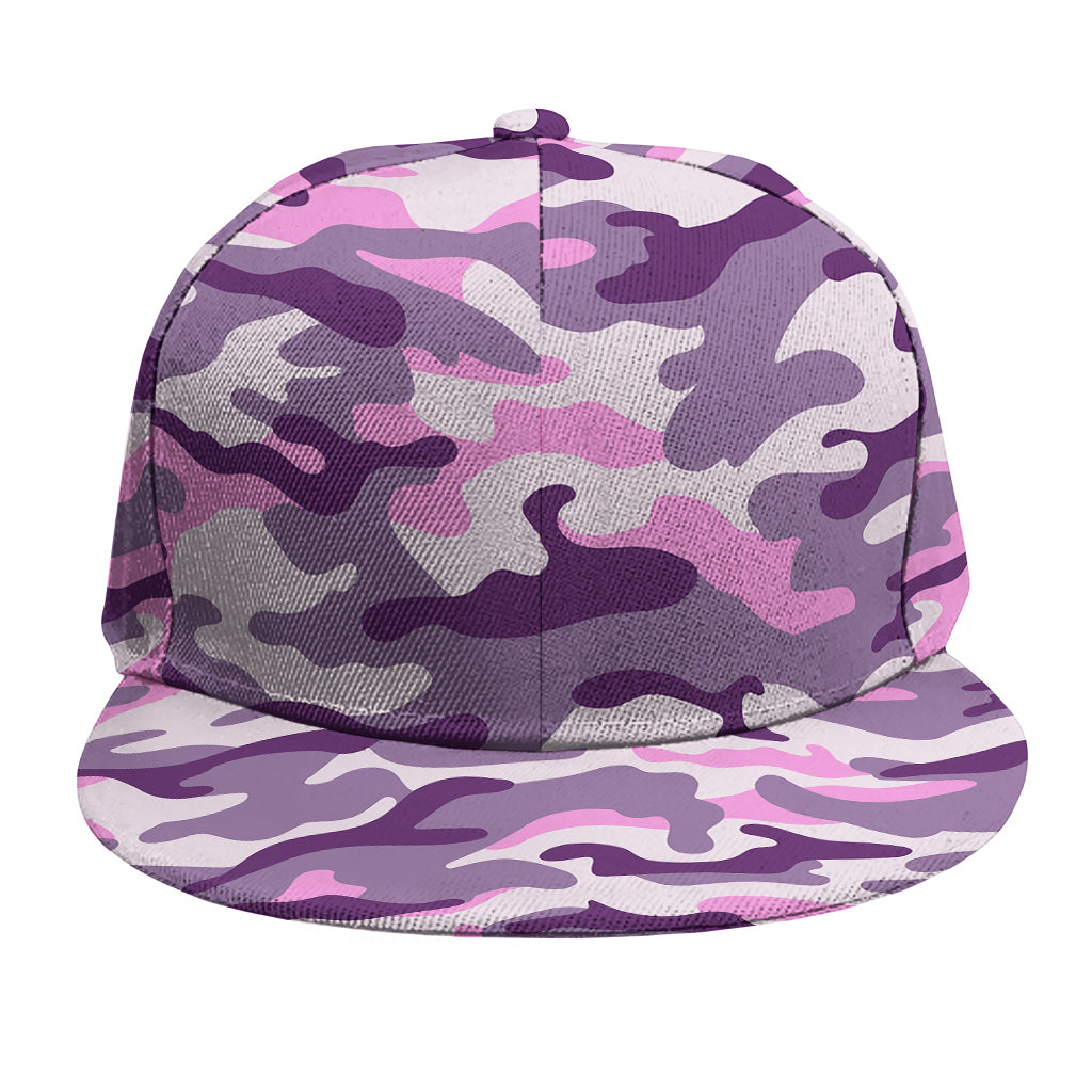 Pink Purple And Grey Camouflage Print Snapback Cap