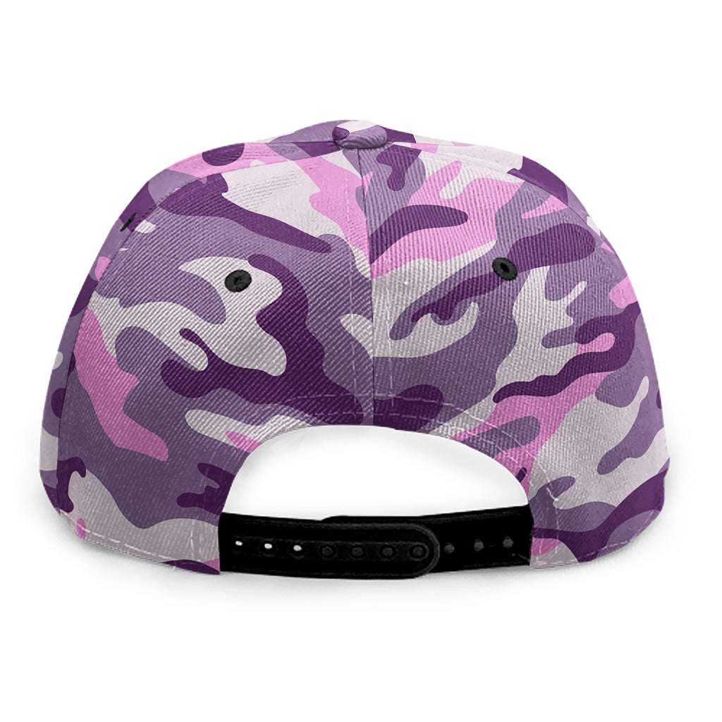 Pink Purple And Grey Camouflage Print Snapback Cap