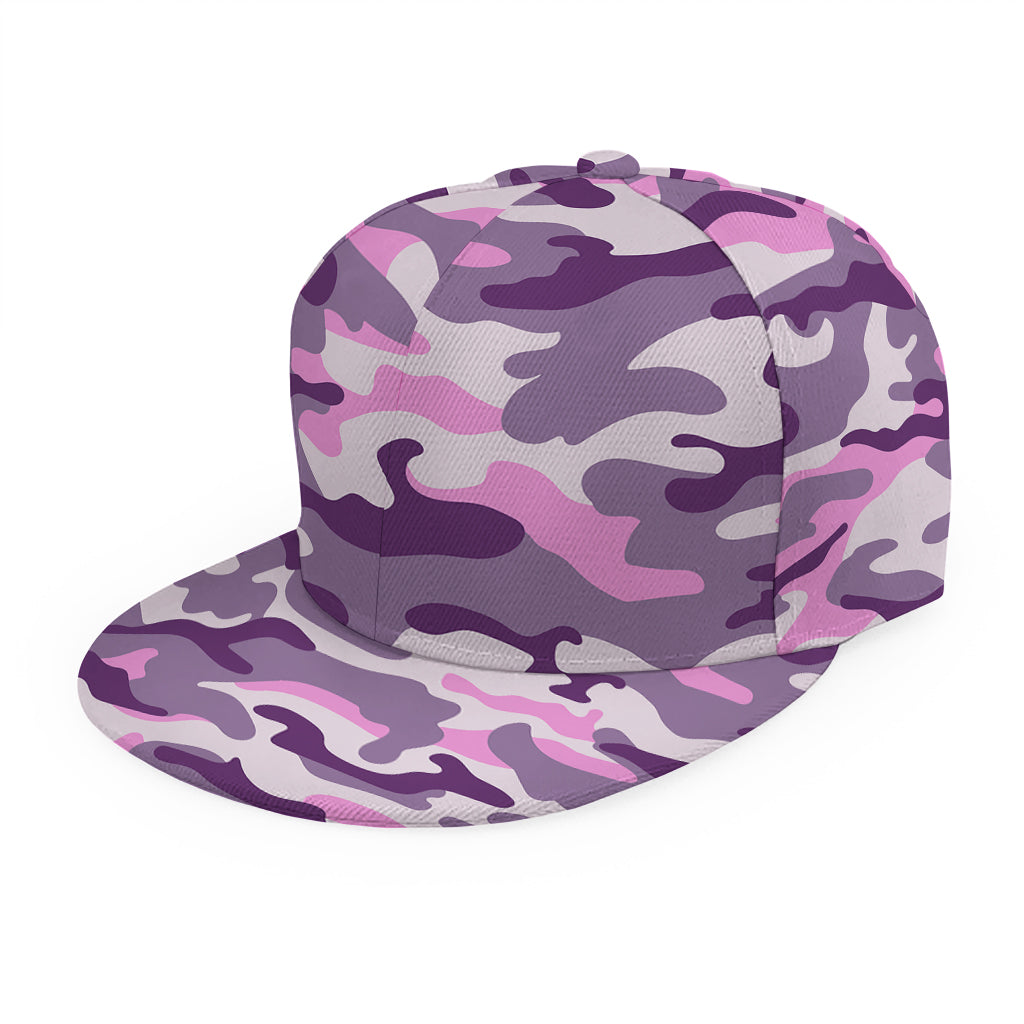 Pink Purple And Grey Camouflage Print Snapback Cap