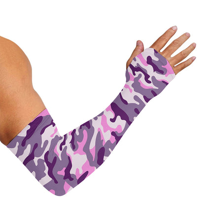 Pink Purple And Grey Camouflage Print Sun Protection Arm Sleeves