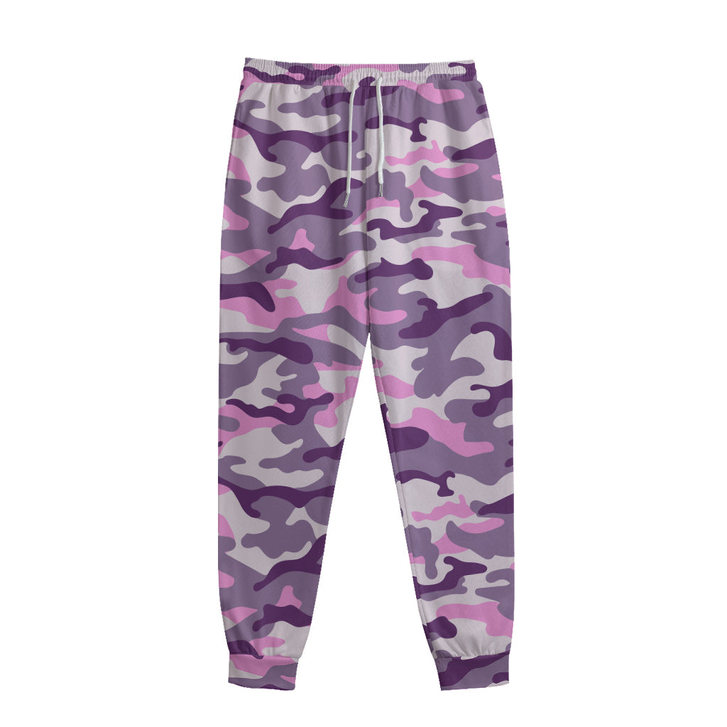 Pink Purple And Grey Camouflage Print Sweatpants