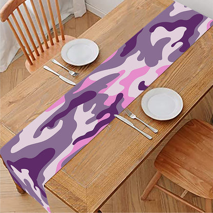 Pink Purple And Grey Camouflage Print Table Runner