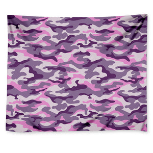 Pink Purple And Grey Camouflage Print Tapestry