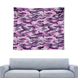 Pink Purple And Grey Camouflage Print Tapestry