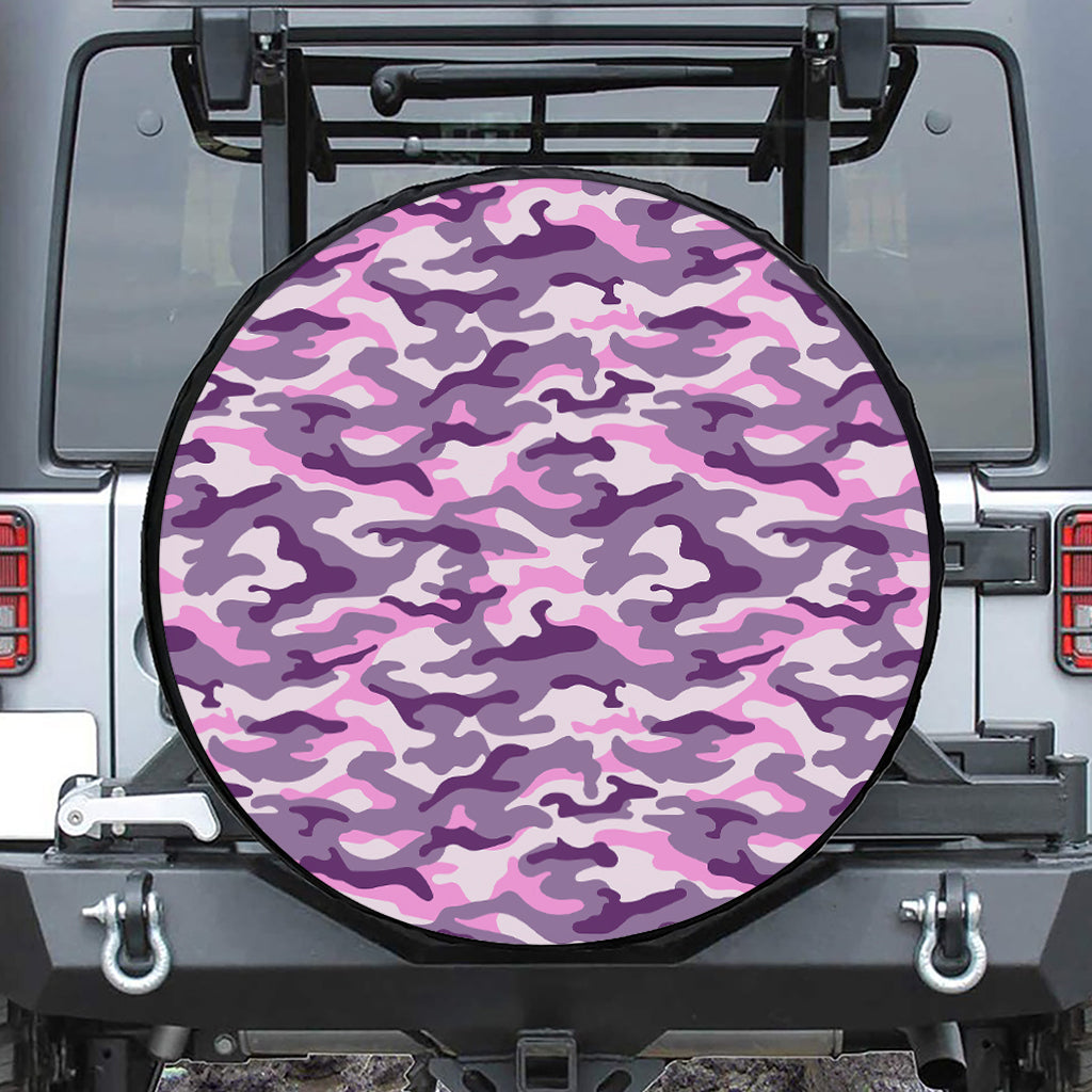 Pink Purple And Grey Camouflage Print Tire Cover