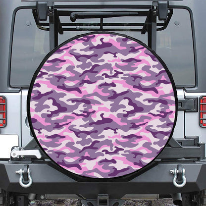 Pink Purple And Grey Camouflage Print Tire Cover