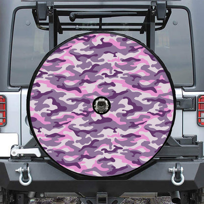 Pink Purple And Grey Camouflage Print Tire Cover With Camera Hole
