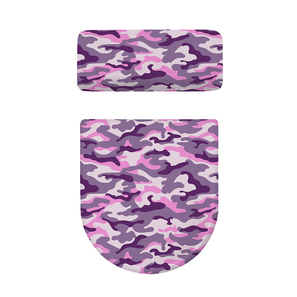 Pink Purple And Grey Camouflage Print Toilet Lid And Tank Cover Set
