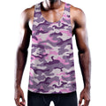 Pink Purple And Grey Camouflage Print Men's Workout Tank Top