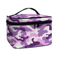 Pink Purple And Grey Camouflage Print Travel Makeup Bag