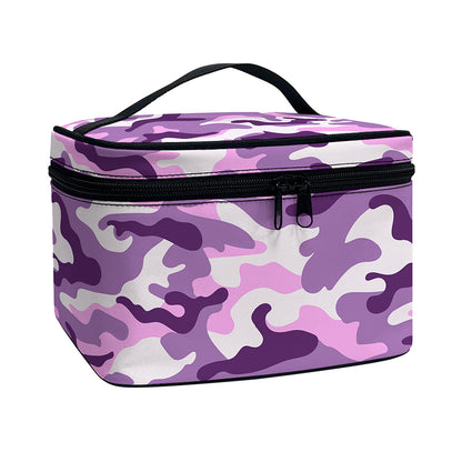 Pink Purple And Grey Camouflage Print Travel Makeup Bag