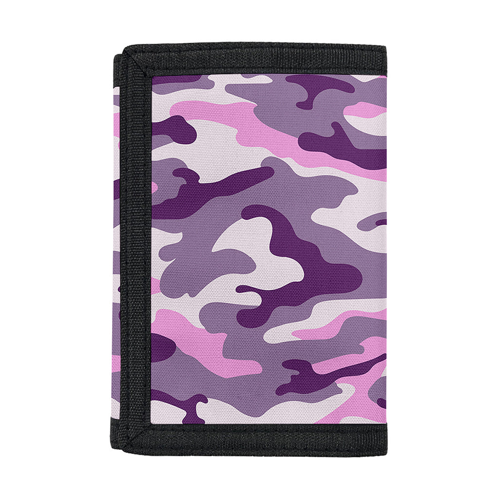 Pink Purple And Grey Camouflage Print Trifold Wallet
