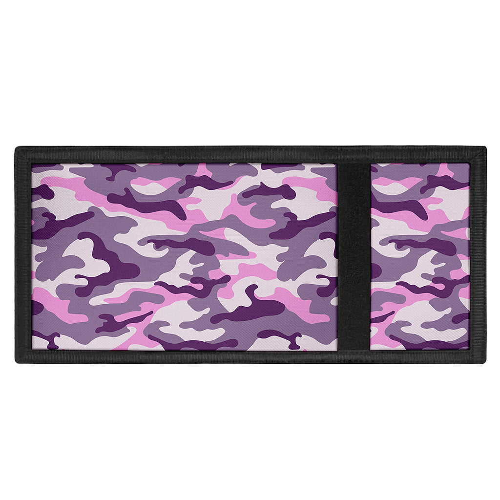 Pink Purple And Grey Camouflage Print Trifold Wallet