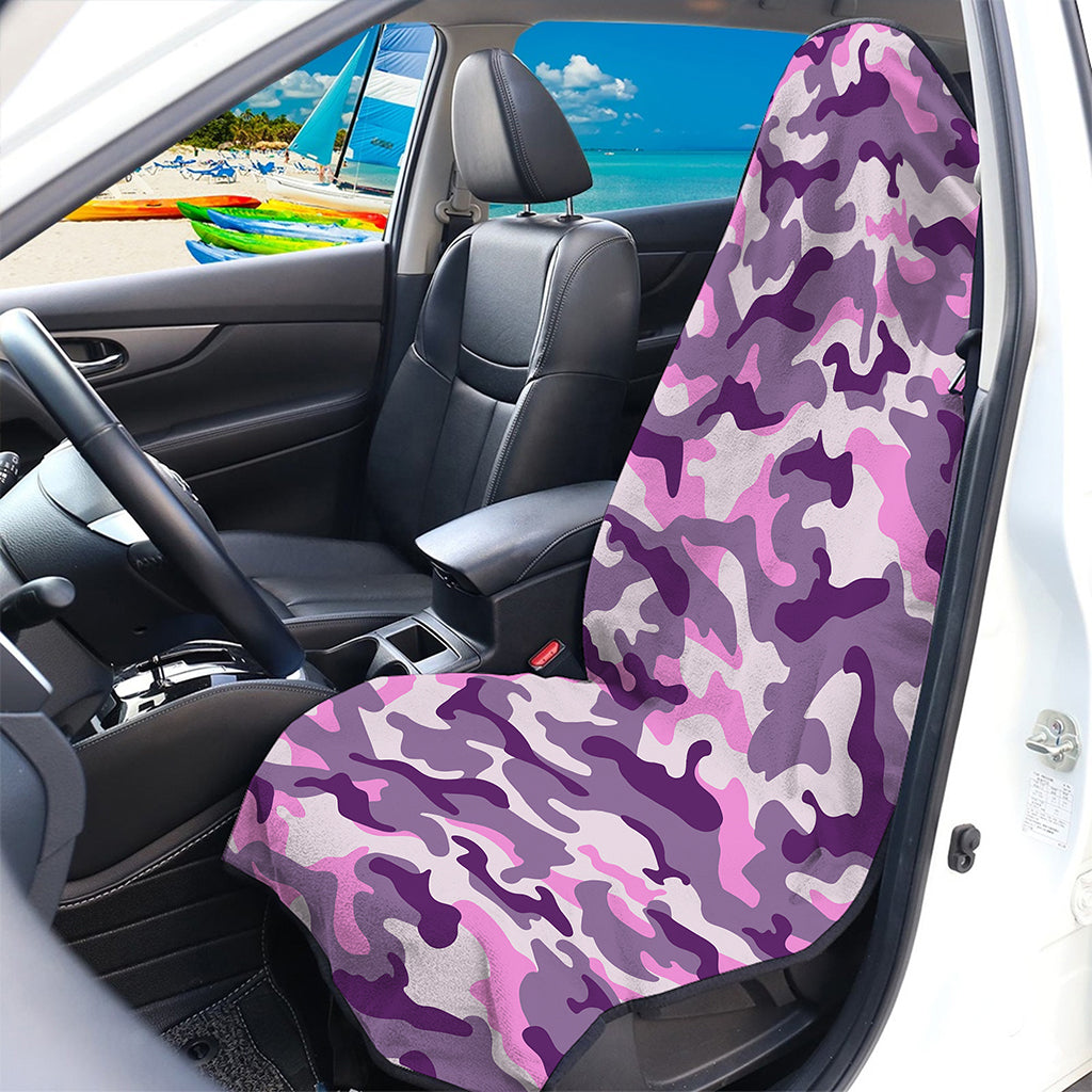 Pink Purple And Grey Camouflage Print Waterproof Car Seat Cover