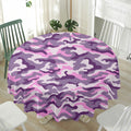Pink Purple And Grey Camouflage Print Waterproof Round Tablecloth