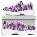 Pink Purple And Grey Camouflage Print White Chunky Shoes