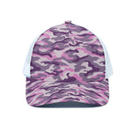 Pink Purple And Grey Camouflage Print White Mesh Trucker Cap