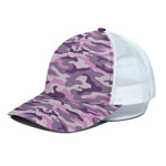 Pink Purple And Grey Camouflage Print White Mesh Trucker Cap