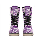 Pink Purple And Grey Camouflage Print Winter Boots