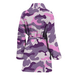 Pink Purple And Grey Camouflage Print Women's Bathrobe