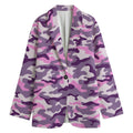 Pink Purple And Grey Camouflage Print Women's Cotton Blazer