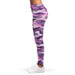 Pink Purple And Grey Camouflage Print Women's Leggings