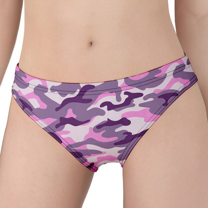 Pink Purple And Grey Camouflage Print Women's Panties