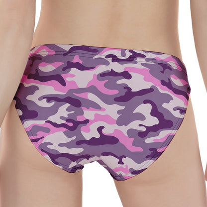 Pink Purple And Grey Camouflage Print Women's Panties