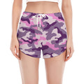Pink Purple And Grey Camouflage Print Women's Split Running Shorts