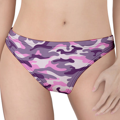 Pink Purple And Grey Camouflage Print Women's Thong