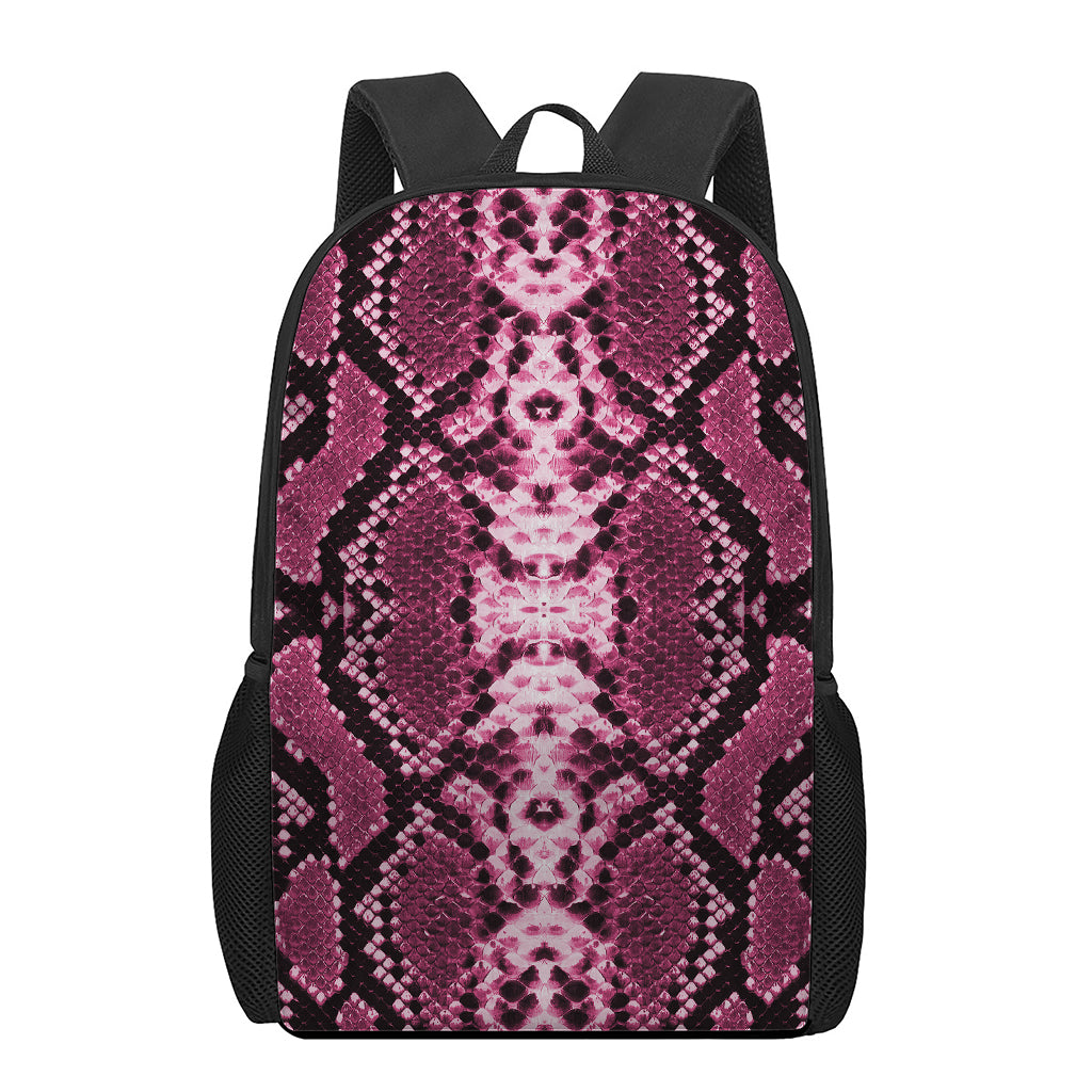 Pink Python Snakeskin Print 17 Inch Backpack