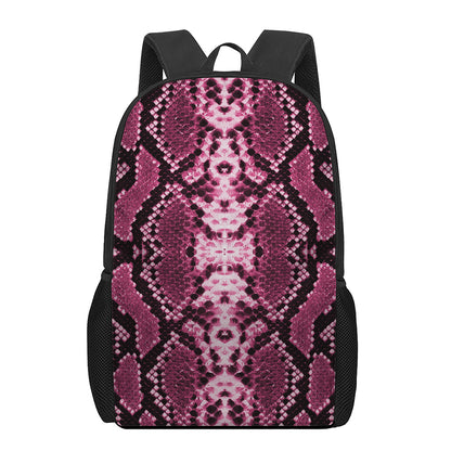 Pink Python Snakeskin Print 17 Inch Backpack