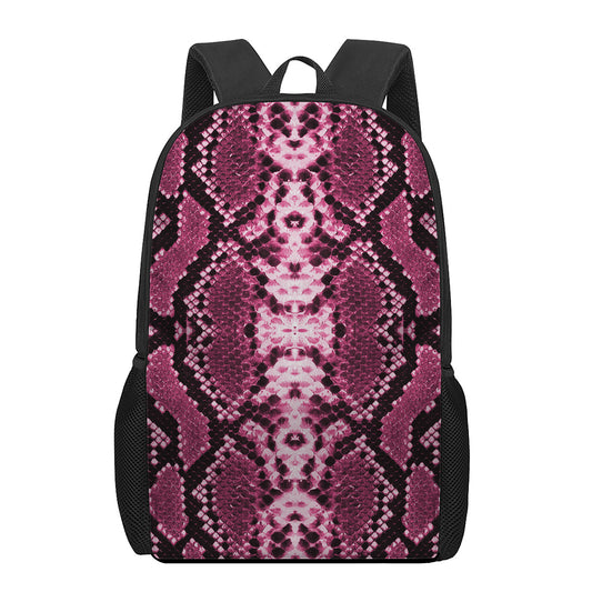 Pink Python Snakeskin Print 17 Inch Backpack