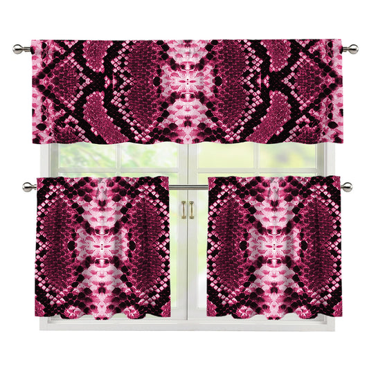 Pink Python Snakeskin Print 3 Piece Kitchen Curtains
