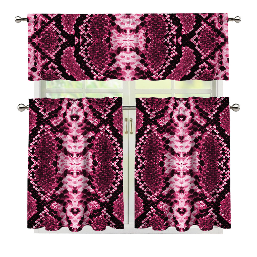 Pink Python Snakeskin Print 3 Piece Kitchen Curtains