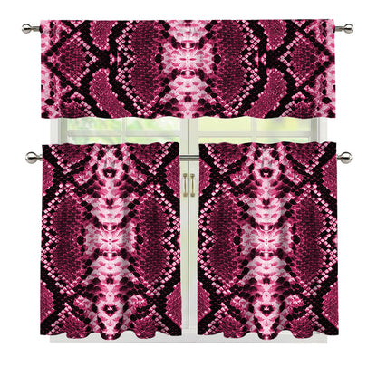 Pink Python Snakeskin Print 3 Piece Kitchen Curtains