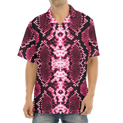 Pink Python Snakeskin Print Aloha Shirt