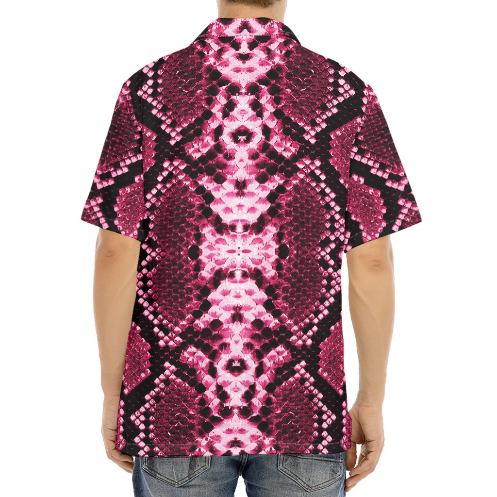 Pink Python Snakeskin Print Aloha Shirt