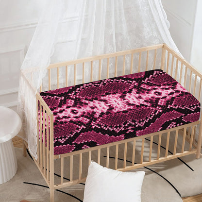 Pink Python Snakeskin Print Baby Crib Sheet
