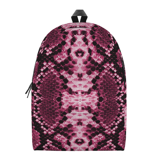 Pink Python Snakeskin Print Backpack