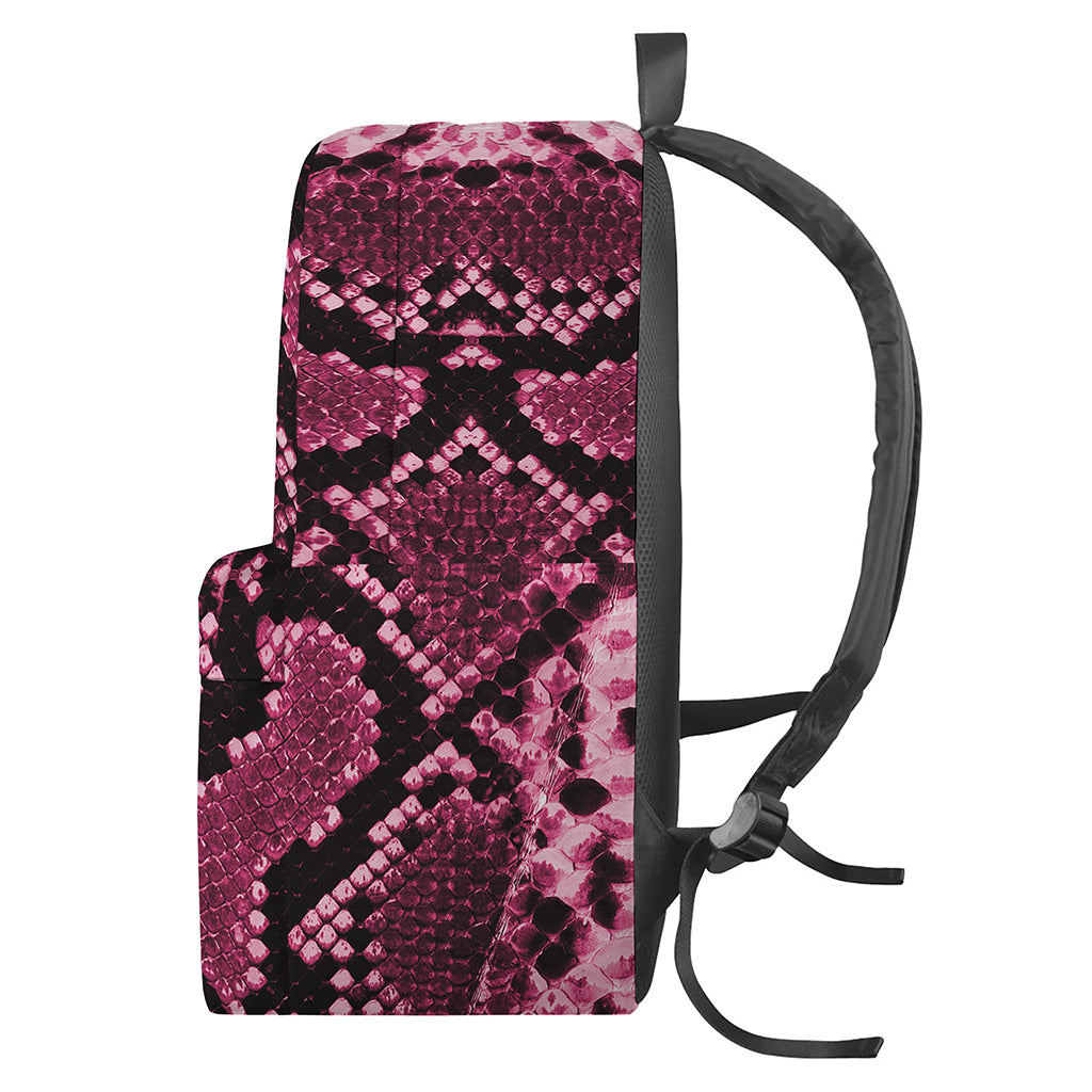Pink Python Snakeskin Print Backpack