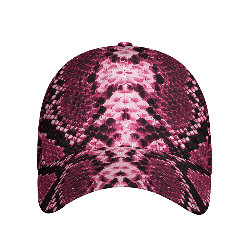 Pink Python Snakeskin Print Baseball Cap