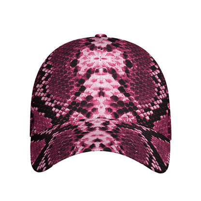 Pink Python Snakeskin Print Baseball Cap
