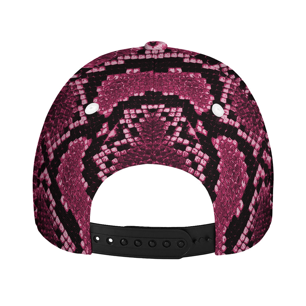 Pink Python Snakeskin Print Baseball Cap