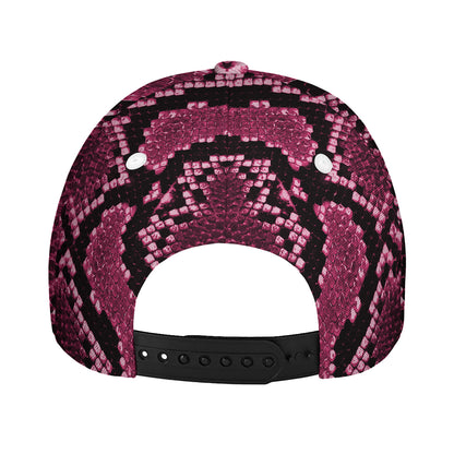 Pink Python Snakeskin Print Baseball Cap