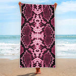 Pink Python Snakeskin Print Beach Towel