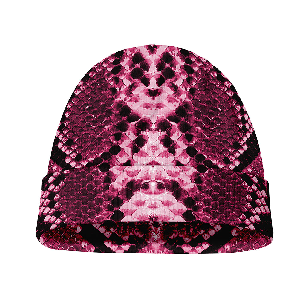 Pink Python Snakeskin Print Beanie