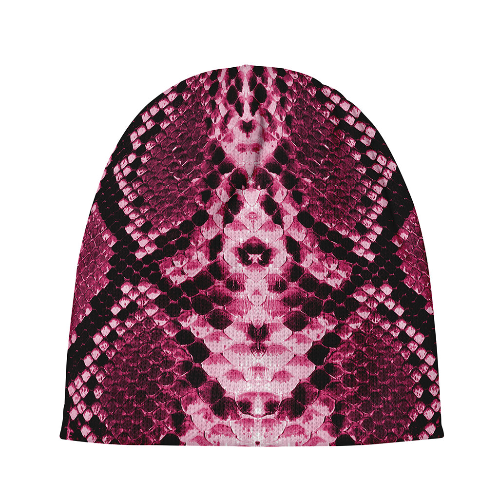 Pink Python Snakeskin Print Beanie
