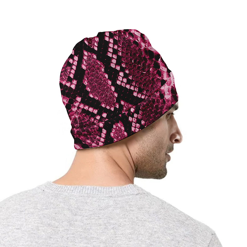 Pink Python Snakeskin Print Beanie