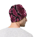 Pink Python Snakeskin Print Beanie
